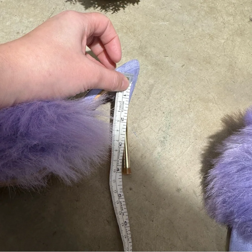 NWOT Purple Faux‎ Fur High Heels Women Size 7.5 NYE Party Formal Wedding Lilac